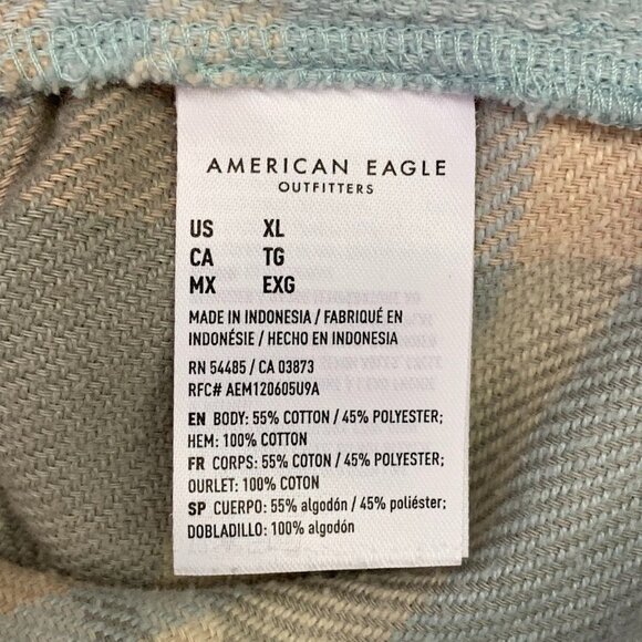 American Eagle Outfitters Plaid Button Down Shirt - Gray and Blue - Picture 8 of 12